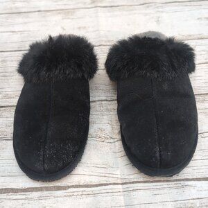 Manitobah Mukluks Metis Scruff Black Slipper House Shoe Women Size 9 Men Size 7